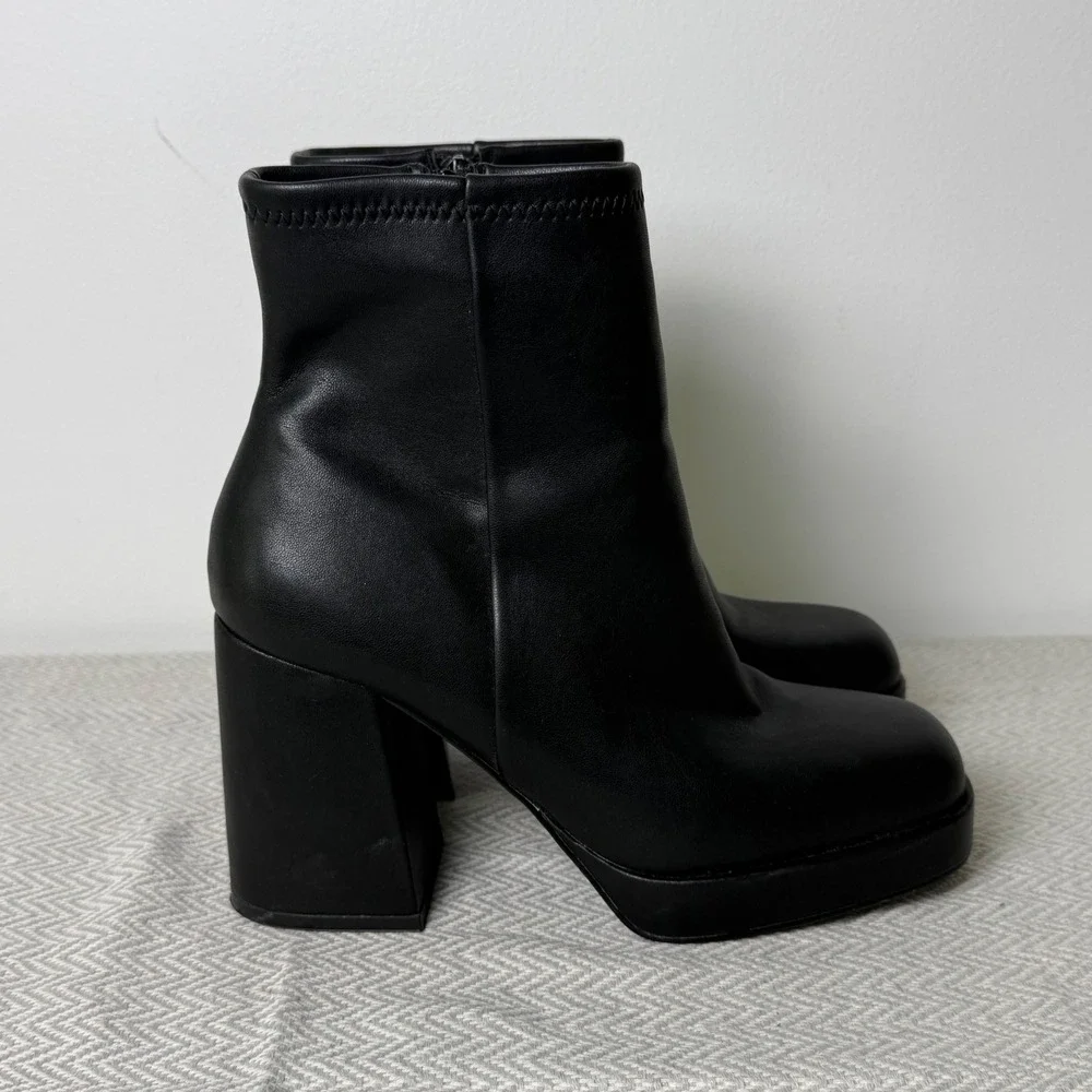 Steve Madden Kaleb Platform Heels Womens 7 Black Block Bratz Y2K Night Out